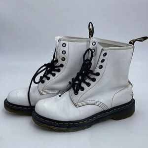 Dr Martens 1460 Smooth White 8 Eye Combat Boots Women